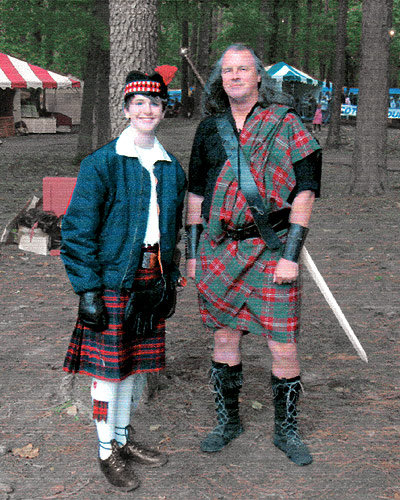 Chip McFarlane in a traditional fashionable kilt for event celebrating celtic, Scottish, and Irish heritage, and/or event spirit!