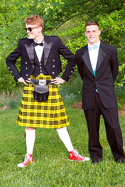 Picture of traditional fashionable kilts for prom celebrating celtic, Scottish, and Irish heritage, and/or school spirit!