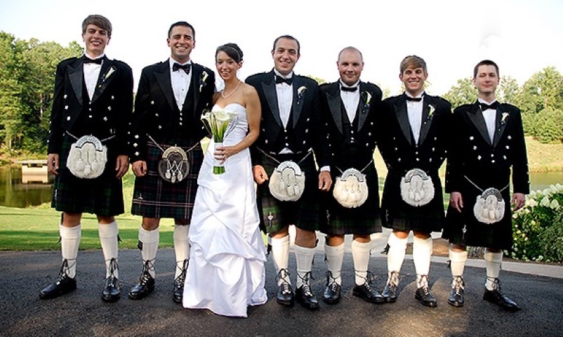 Picture of traditional tartan kilts for weddings celebrating celtic, Scottish, and Irish heritage!