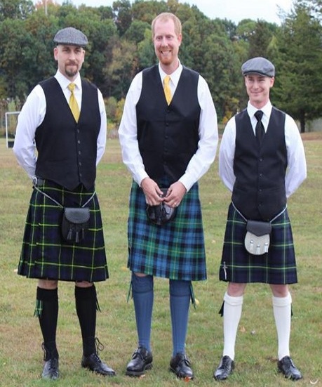 Picture of traditional tartan kilts for weddings celebrating celtic, Scottish, and Irish heritage!