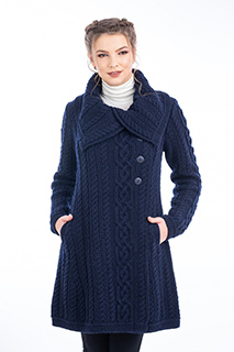 Ladies Rolled Wing Collar Coat