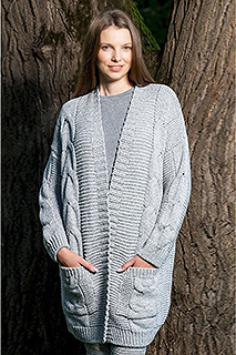 Ladies Long Open Front Drape Cardigan