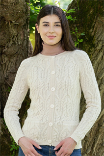 Ladies Wool Blend Button Cardigan