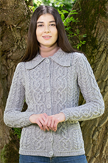 Ladies Merino Wing Collar Cardigan