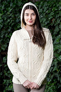 Ladies Double Collar Zipped Cardigan