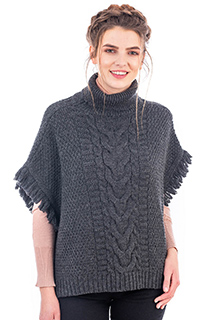 Aran Cowl Neck Poncho