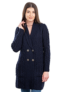 Ladies Double Breasted Shawl Collar Coat