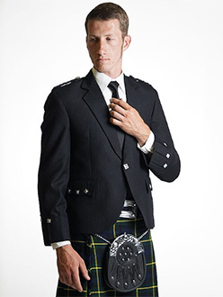 Argyle Kilt Outfit consisting of kilt, kilt accessories, and jacket with single button