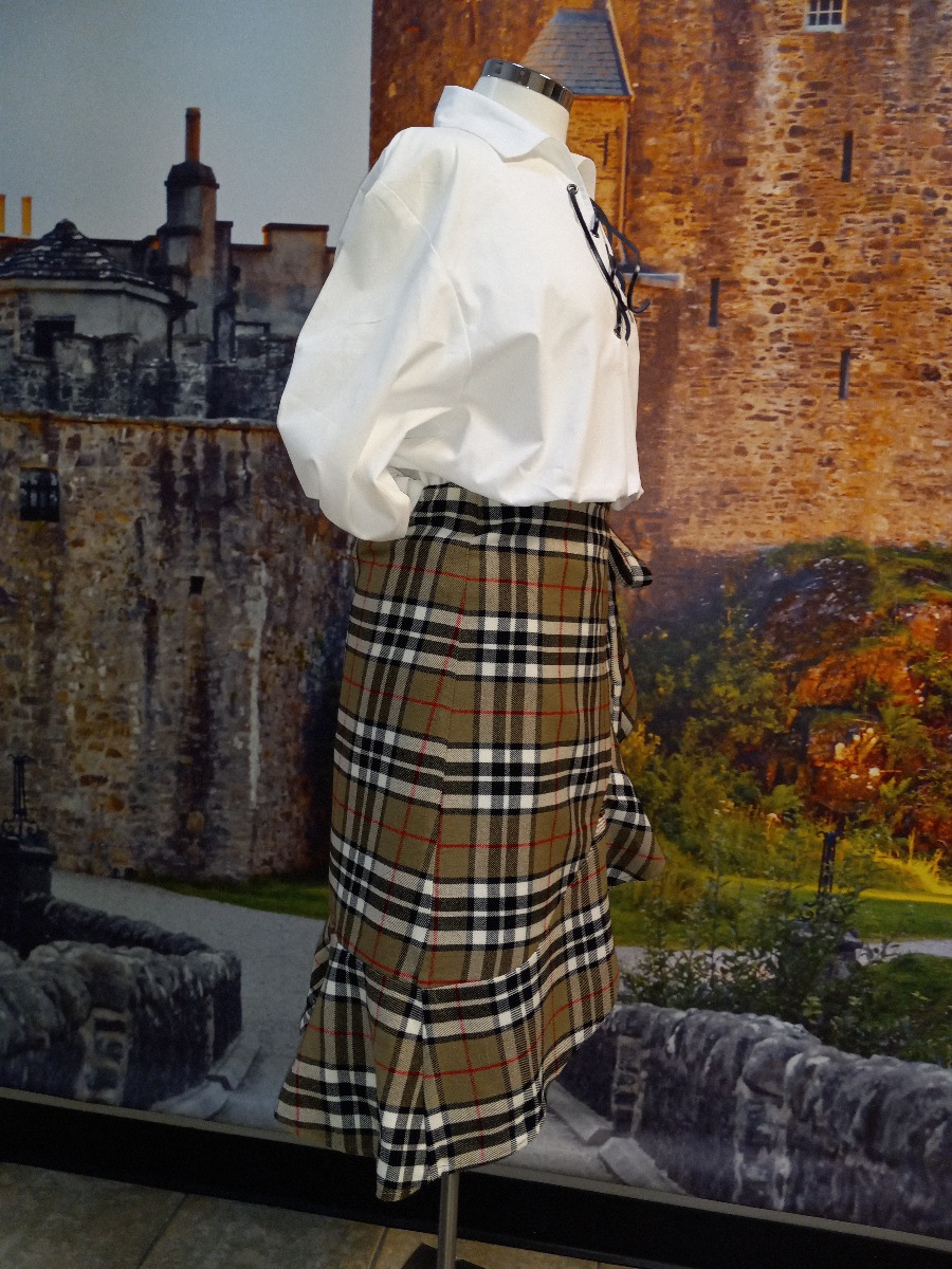 Tartan Wrap Skirt with Ruffle