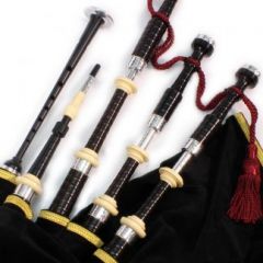 McCallum AB4DE Blackwood Bagpipes - Engraved Aluminum & Ivory