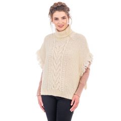 Aran Cowl Neck Poncho