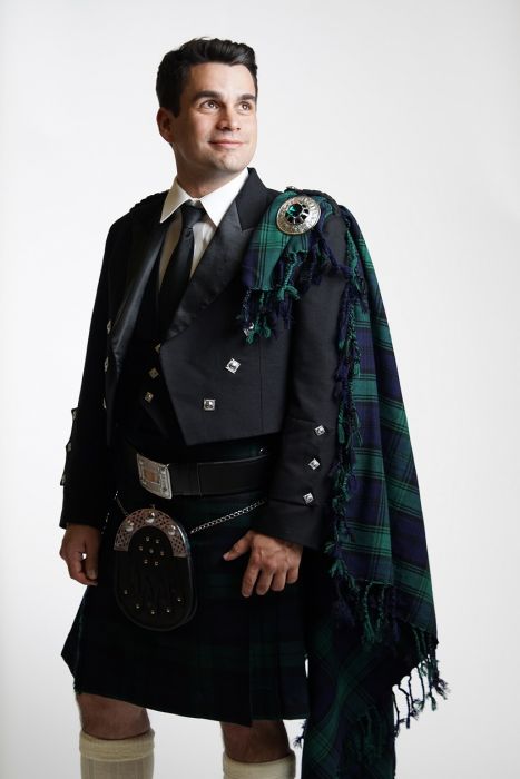 Gordon Highlander Tartan Scottish Purled Fringe Fly Plaid for Traditional Kilts 