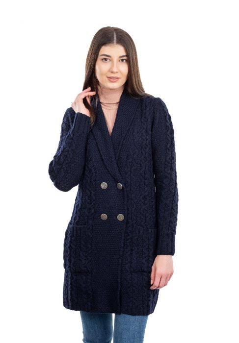 Ladies Double Breasted Shawl Collar Coat - Atlanta kilts