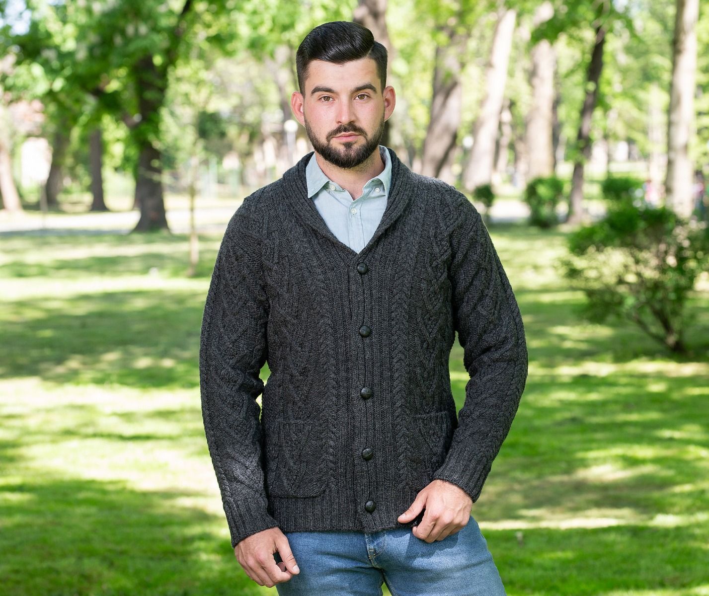 Cardigan Men Men's Shawl Collar Cardigan Sweater Cable Knit