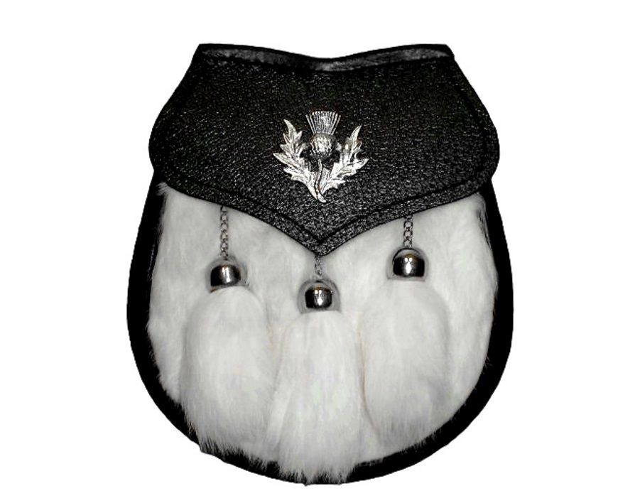 Child kilt Sporran Black Rabbit Thistle Crest Badge/Boys Kid's Dress Sporrans 