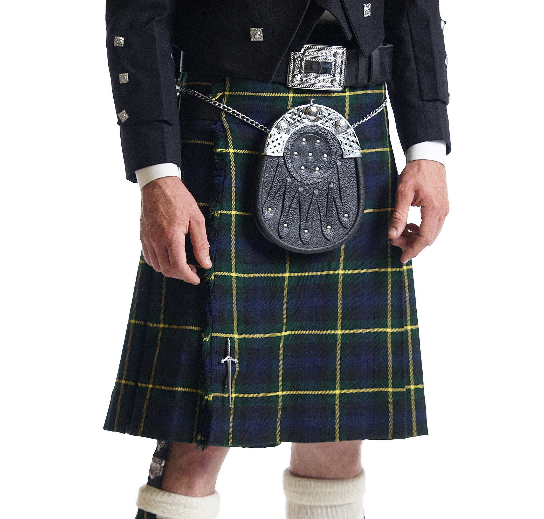 Kilts Scottish Traditional Gunn Ancient 8 Yard & 16OZ Acrylic Wool Tartan Kilt 