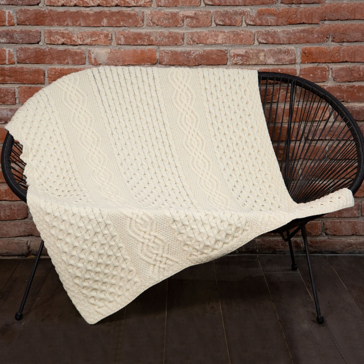 Honeycomb Merino Wool Aran Throw